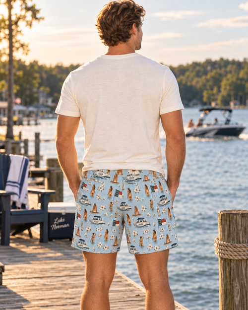 Boats and Dogwoods Swim Trunks