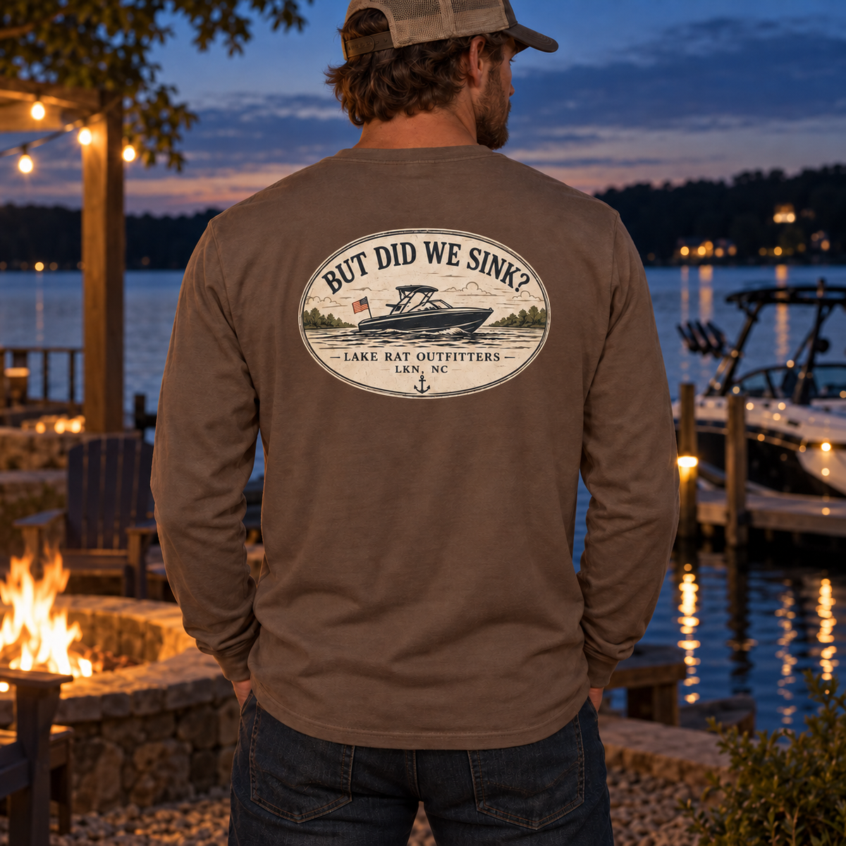 OVAL But Did We Sink? Boat Graphic Long Sleeve Tee