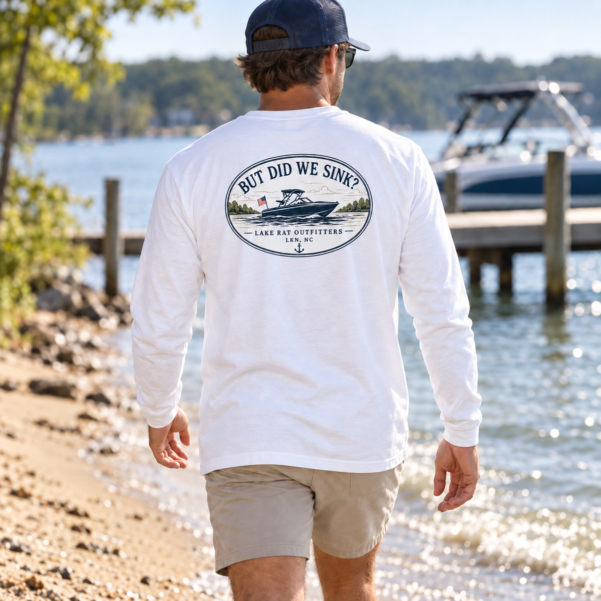 OVAL But Did We Sink? Boat Graphic Long Sleeve Tee