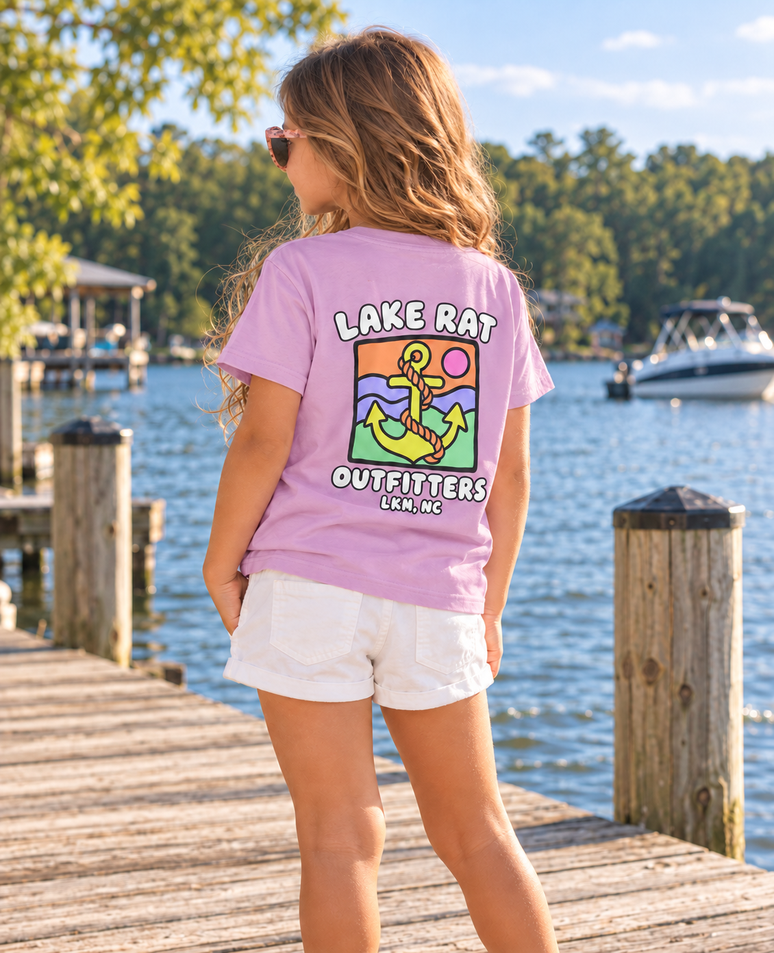 Lake Rat Outfitters Youth Tee — Colorful Anchor Lake Graphic