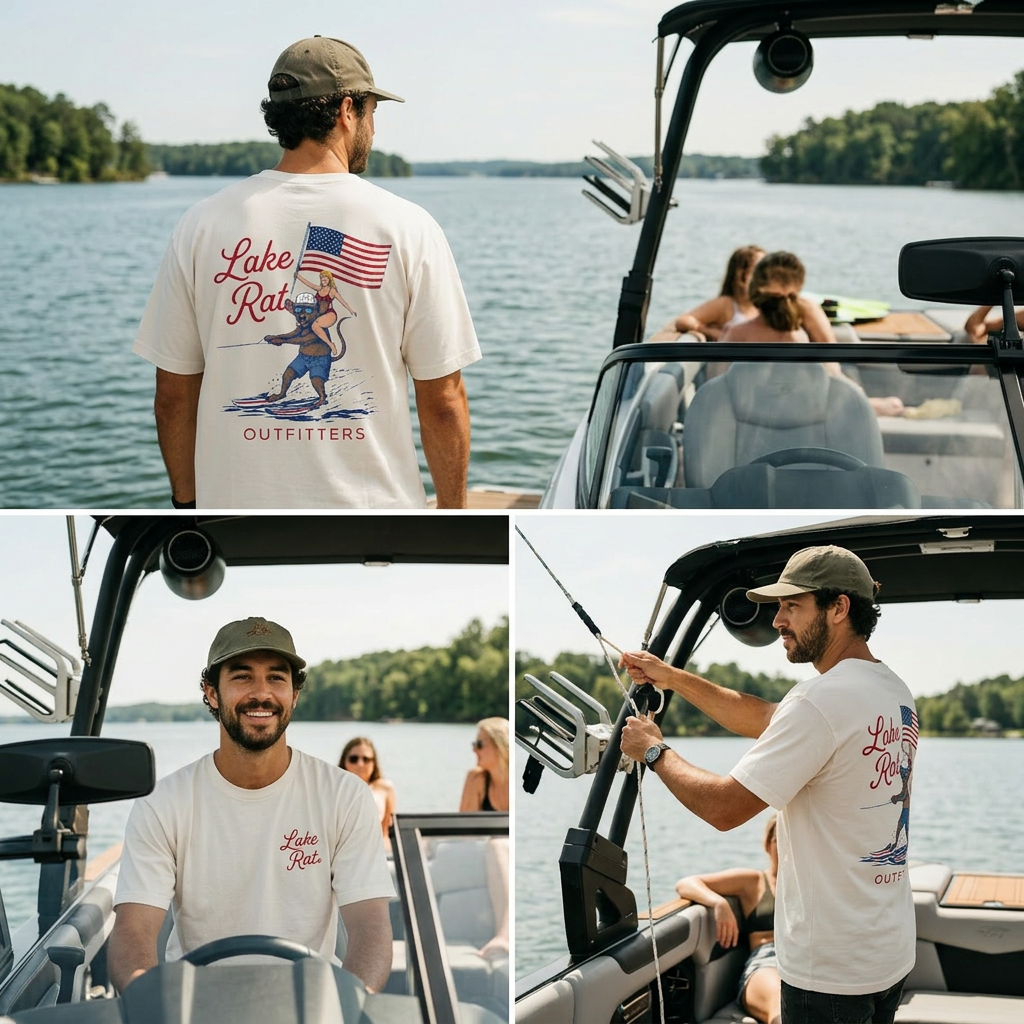 Lake Rat Outfitters T-Shirt — Patriotic Waterski Graphic Tee
