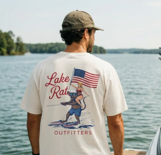 Lake Rat Outfitters T-Shirt — Patriotic Waterski Graphic Tee