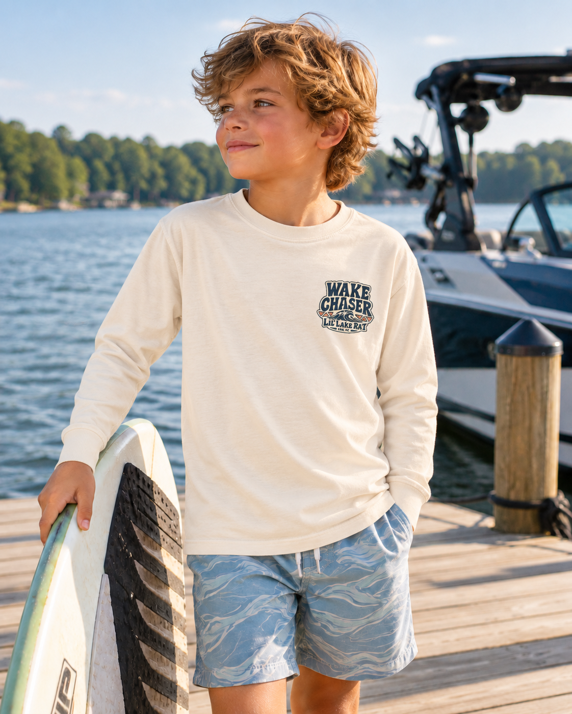 Wake Chaser Youth Long Sleeve Tee – Lake Outfitters Surf Wave Graphic