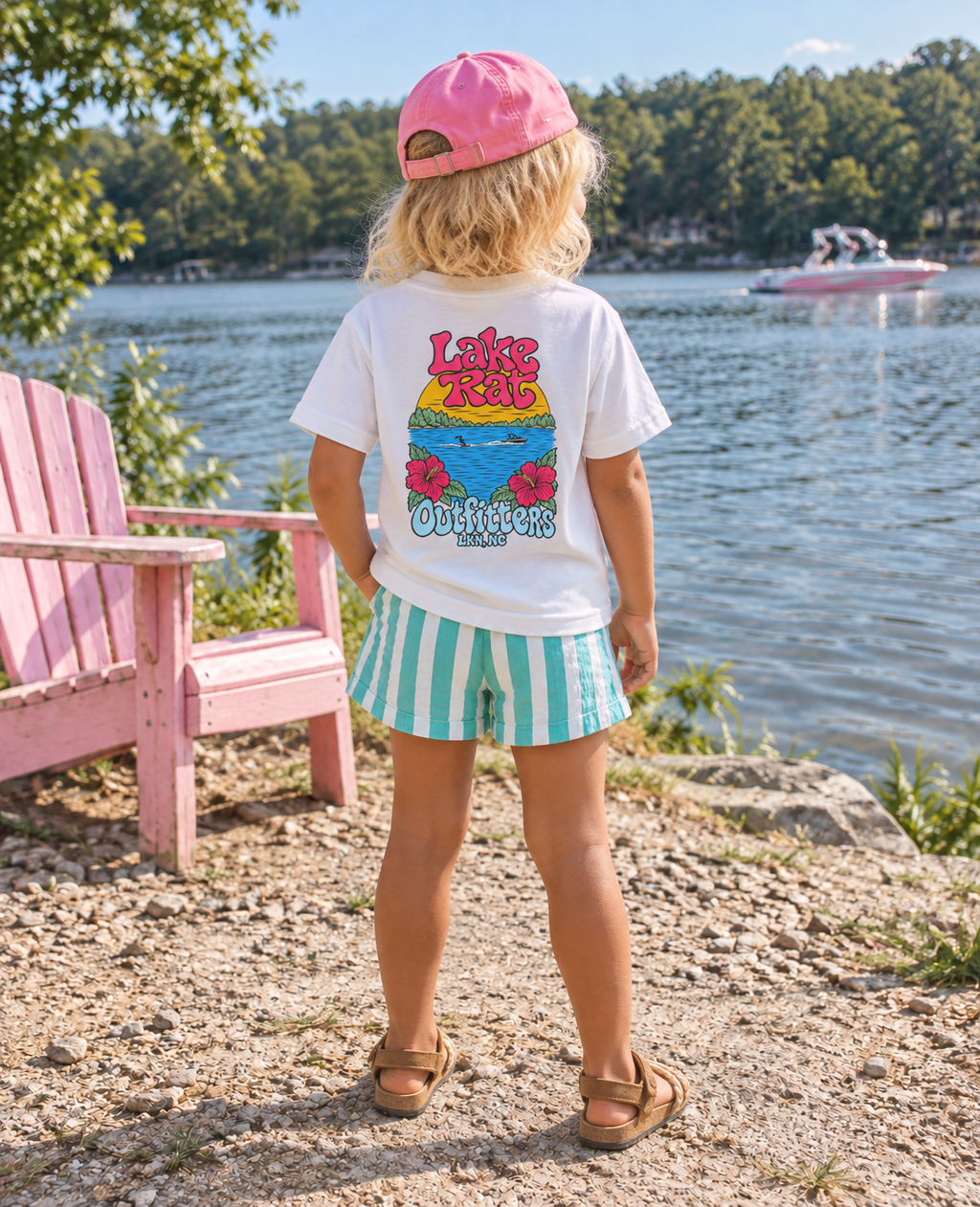 Lake Rat Outfitters Youth Tee — Retro Floral Lake Graphic