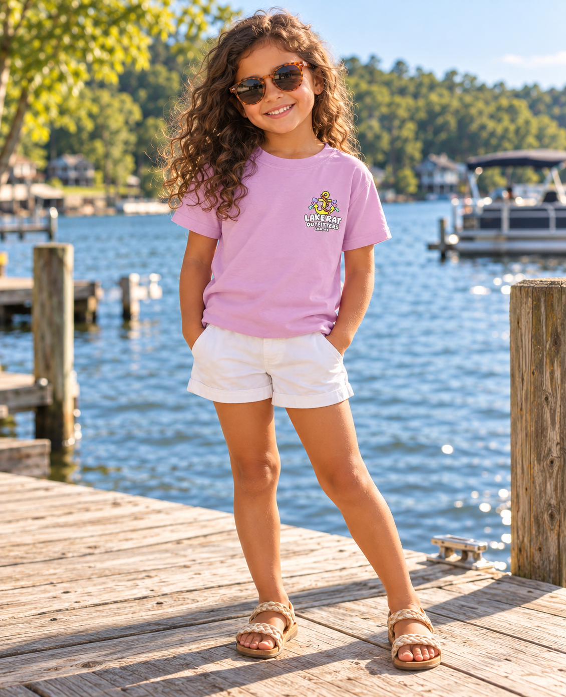 Lake Rat Outfitters Youth Tee — Colorful Anchor Lake Graphic