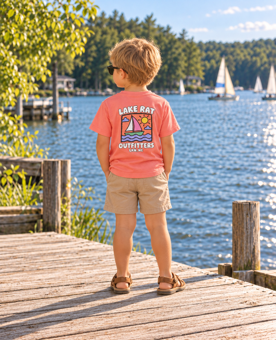 Lake Rat Outfitters Youth Tee — Colorful Sailboat Summer Shirt