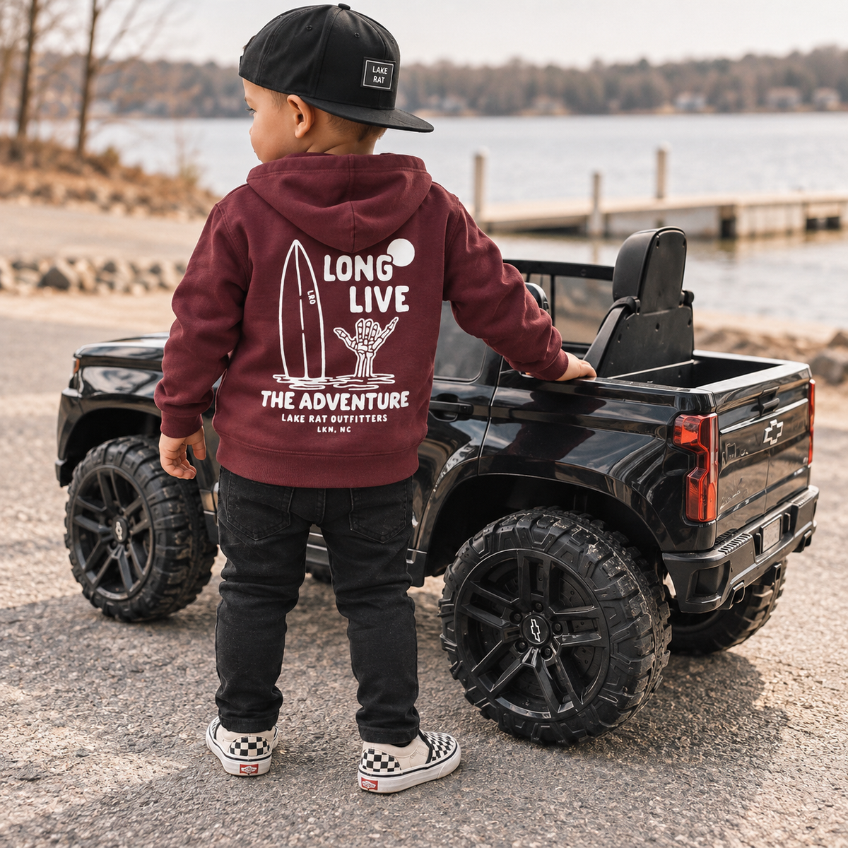Youth Hoodie — "Long Live the Adventure" Surf & Lake Life Hoodie