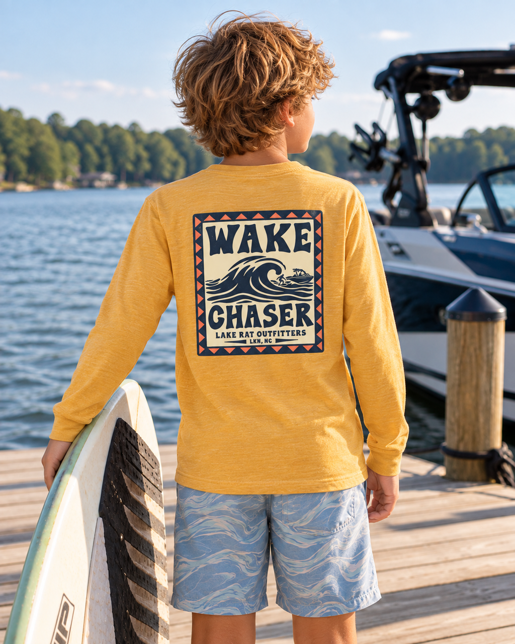Wake Chaser Youth Long Sleeve Tee – Lake Outfitters Surf Wave Graphic