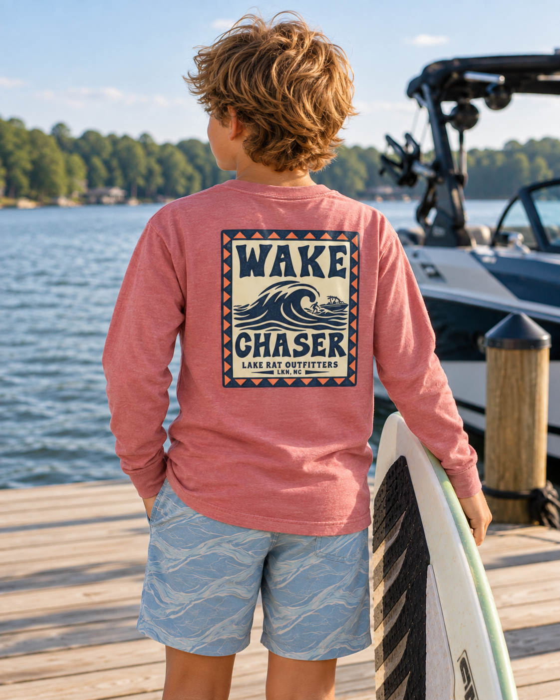 Wake Chaser Youth Long Sleeve Tee – Lake Outfitters Surf Wave Graphic