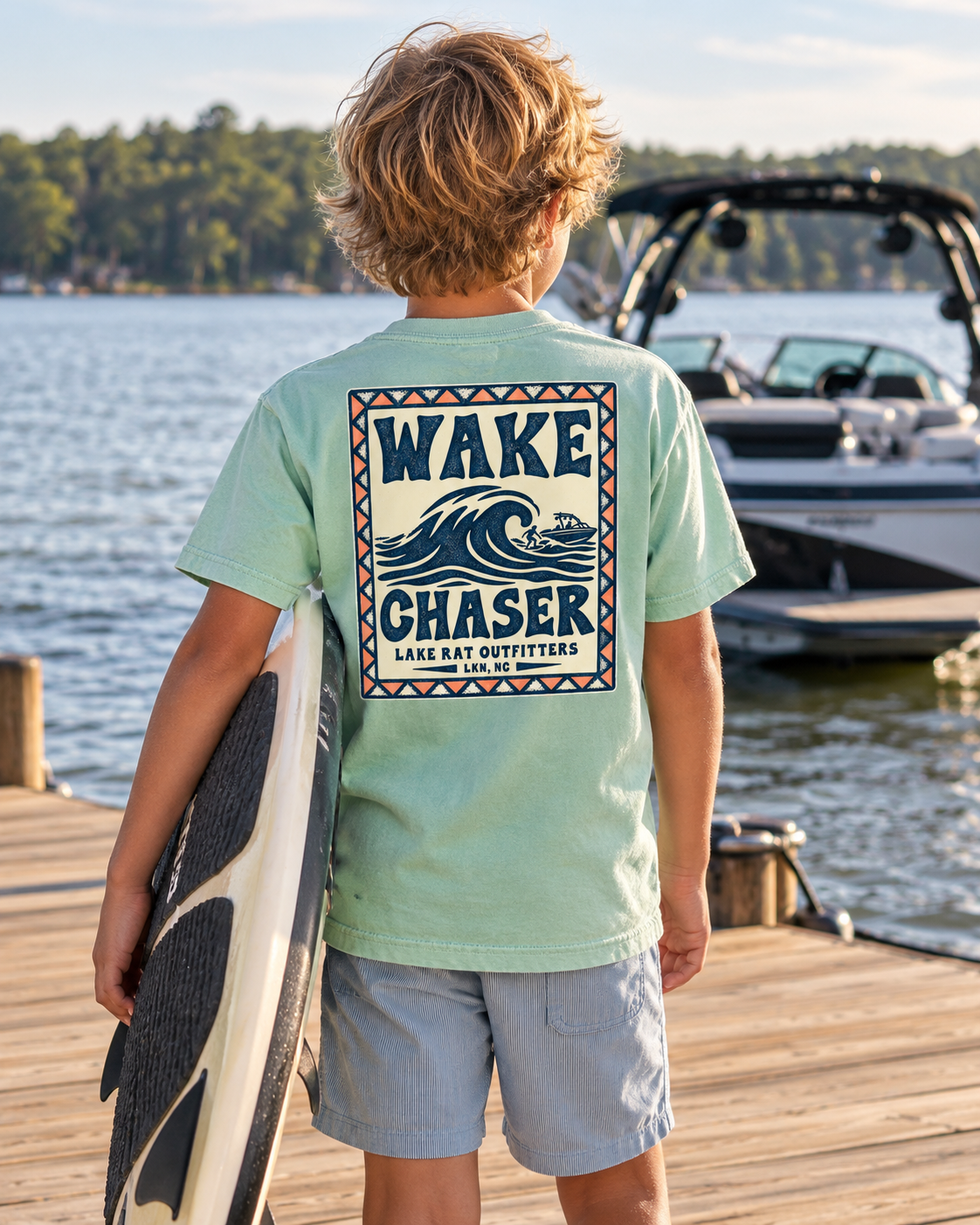 Youth Wake Chaser Tee — Surf Wave Graphic Kids T‑Shirt