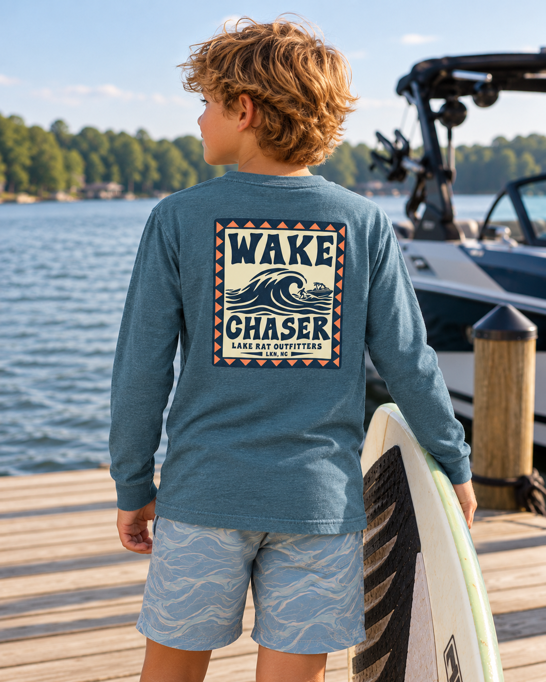 Wake Chaser Youth Long Sleeve Tee – Lake Outfitters Surf Wave Graphic