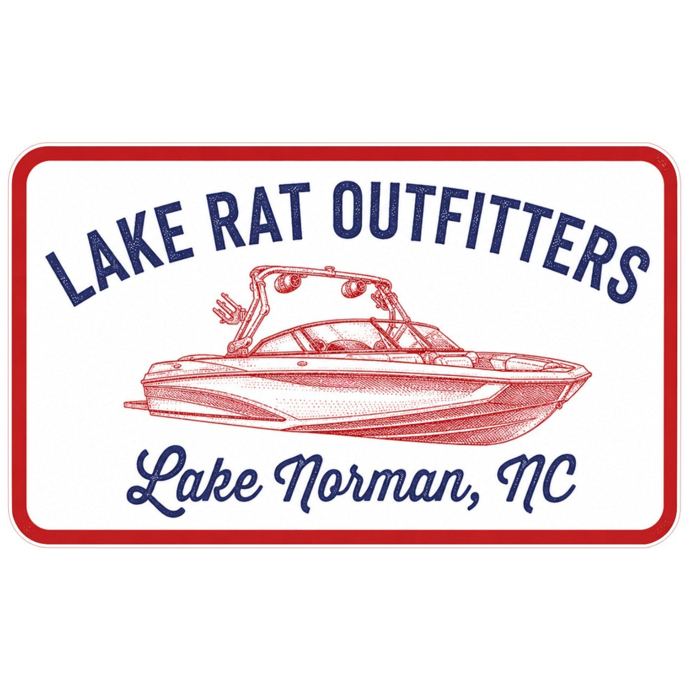 Lake Rat Decal LKN - Red White and Blue Wake Boat